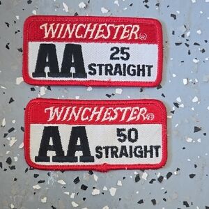 Vintage Winchester AA Straight Patches 25 & 50 - Red and White